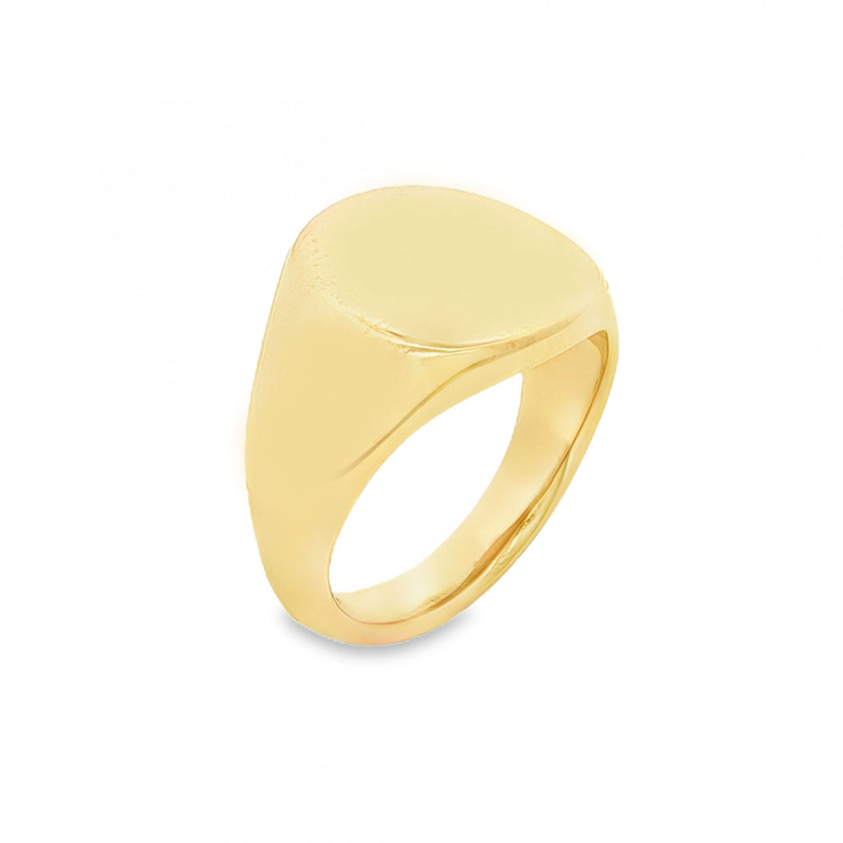 9ct Yellow Gold Plain Oval Signet Ring - Size K - 14mm