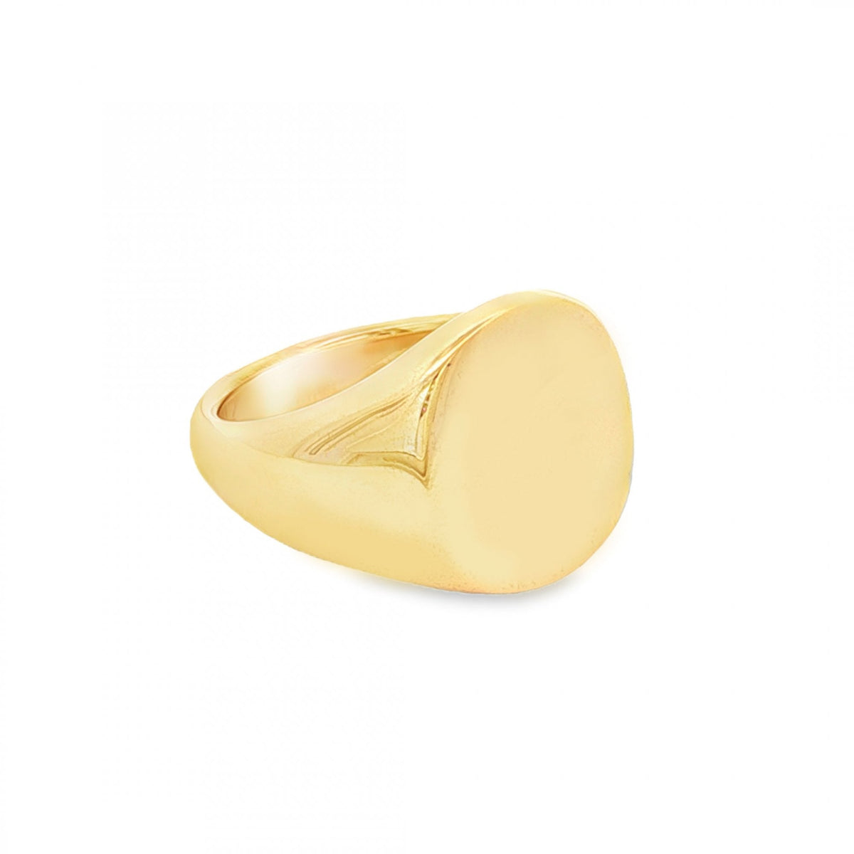 9ct Yellow Gold Plain Oval Signet Ring - Size K - 14mm
