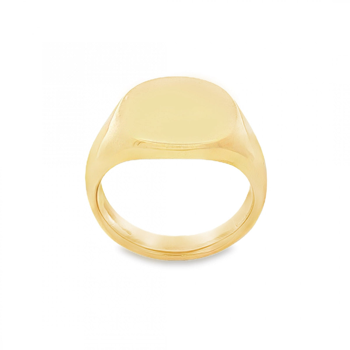 9ct Yellow Gold Plain Oval Signet Ring - Size K - 14mm