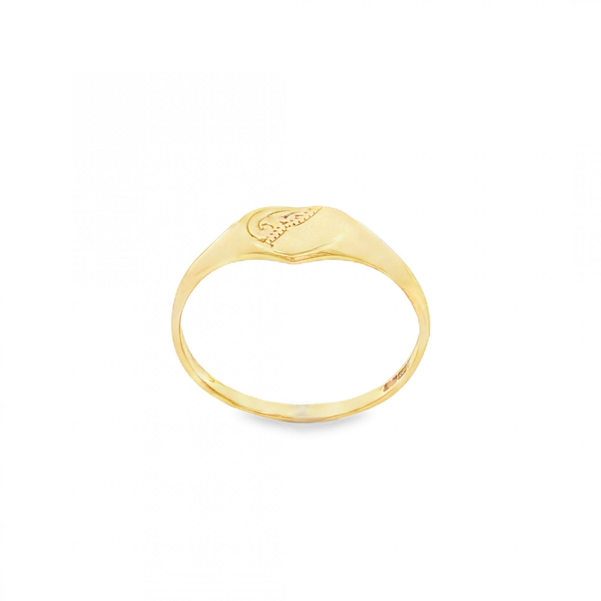 9ct Yellow Gold Heart Pinky Signet Ring - Size G½ - 6mm
