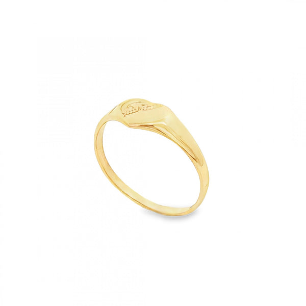9ct Yellow Gold Heart Pinky Signet Ring - Size G½ - 6mm