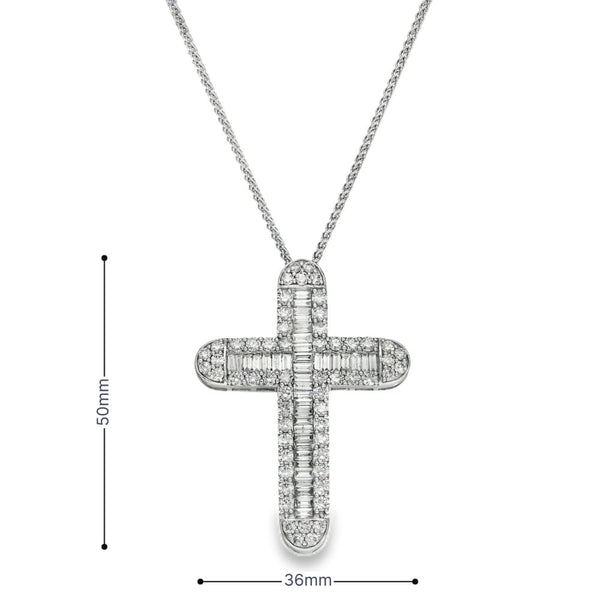 9ct White Gold Large Diamond Cross Pendant & Necklace - 5.37ct