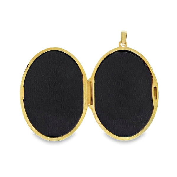 9ct Yellow Gold Floral & Feather Oval Locket - 27x41x7mm - 6.6g