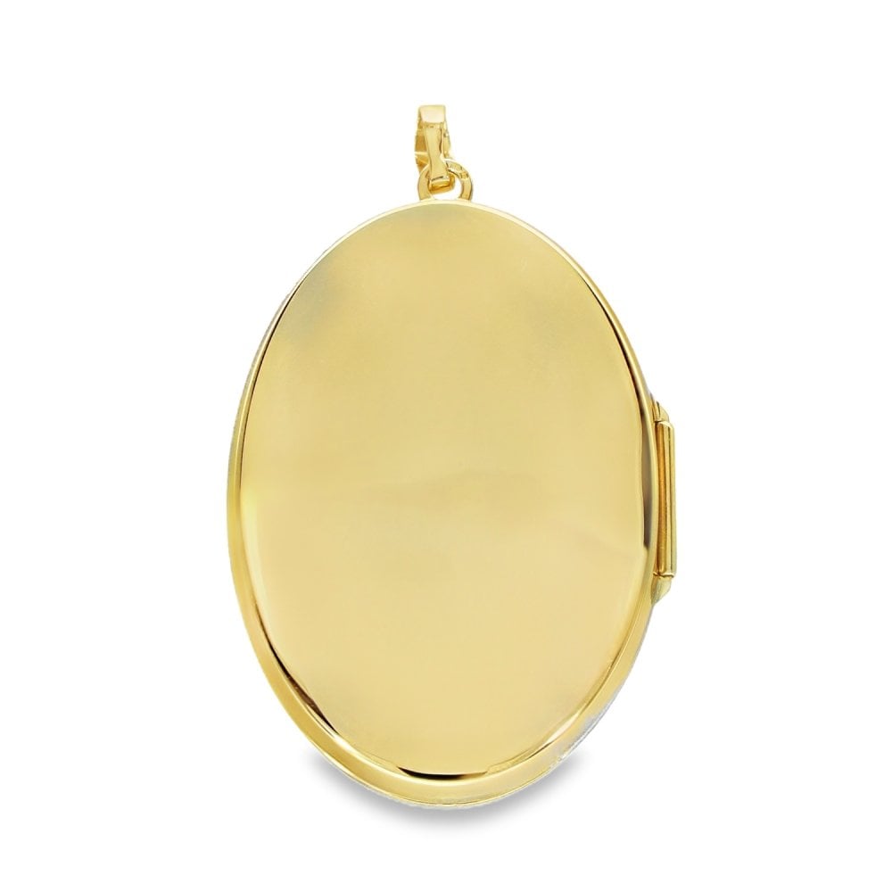 9ct Yellow Gold Floral & Feather Oval Locket - 27x41x7mm - 6.6g