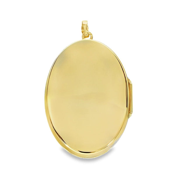 9ct Yellow Gold Floral & Feather Oval Locket - 27x41x7mm - 6.6g