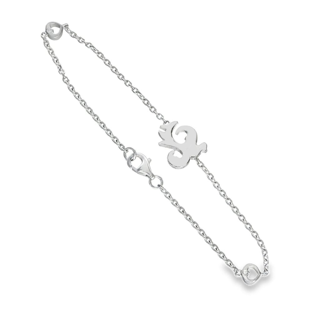 18ct White Gold Diamond Love & Peace Bracelet - 7.5" - 5.3g