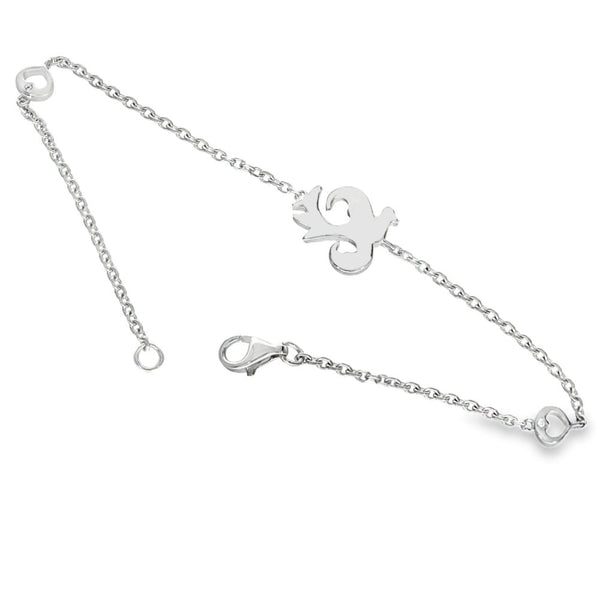 18ct White Gold Diamond Love & Peace Bracelet - 7.5" - 5.3g