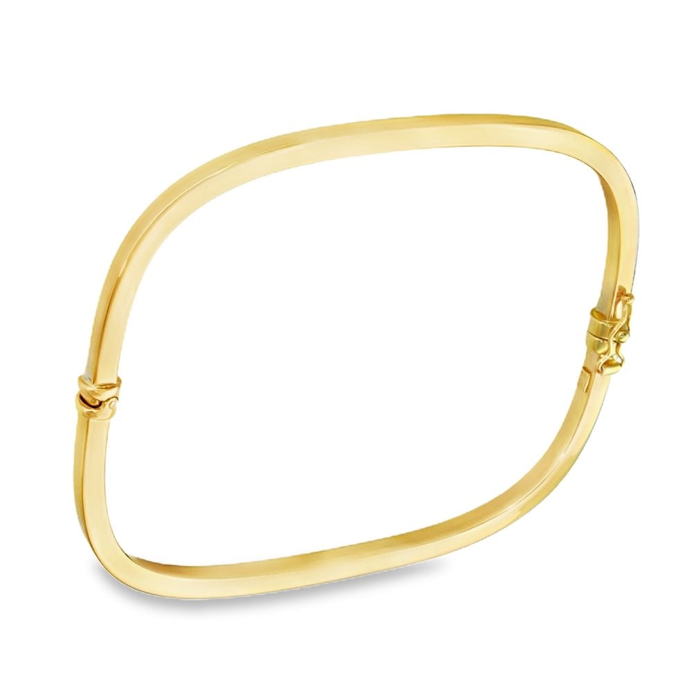9ct Yellow Gold Hollow Square Bangle - 18.5cm - 5.8g