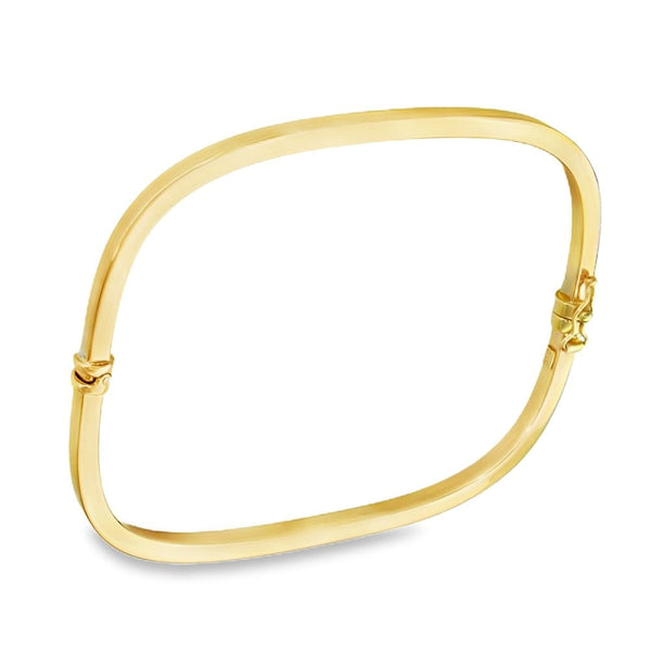 9ct Yellow Gold Hollow Square Bangle - 18.5cm - 5.8g