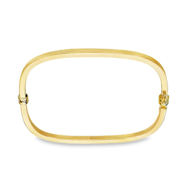 9ct Yellow Gold Hollow Square Bangle - 18.5cm - 5.8g