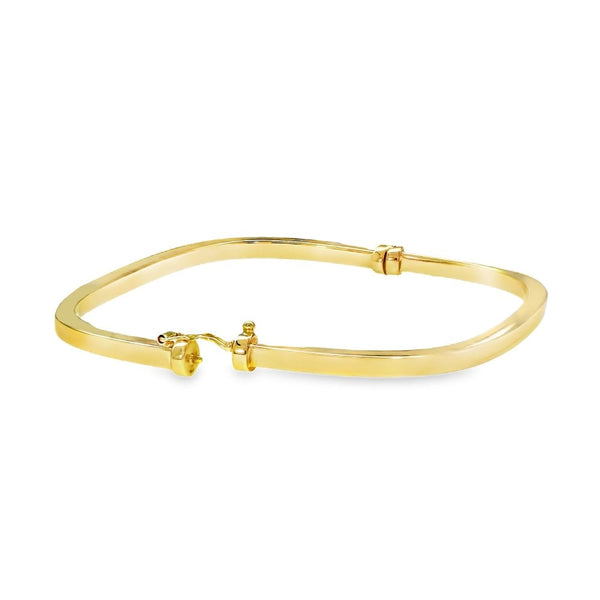 9ct Yellow Gold Hollow Square Bangle - 18.5cm - 5.8g