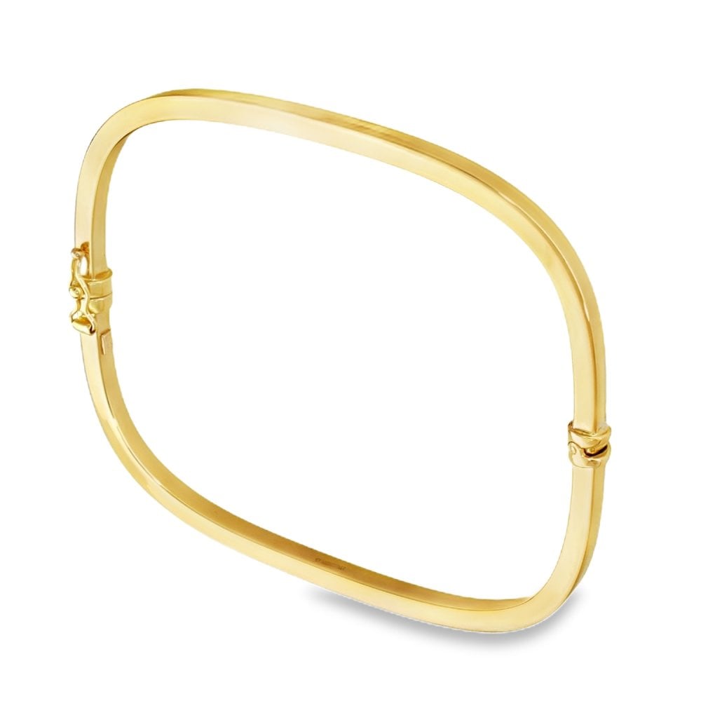 9ct Yellow Gold Hollow Square Bangle - 18.5cm - 5.8g