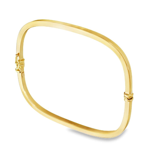 9ct Yellow Gold Hollow Square Bangle - 18.5cm - 5.8g