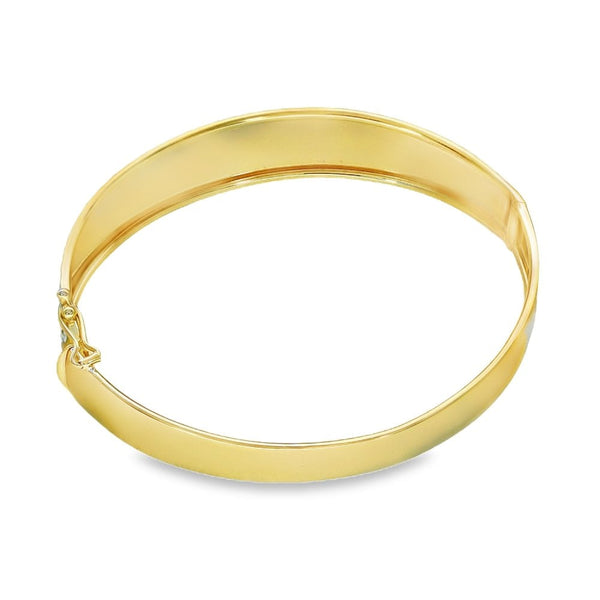 9ct Yellow Gold Flower & Leaf Bangle - 17.5cm - 9.8g