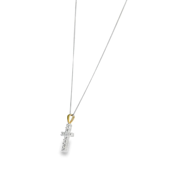 9ct White Gold Diamond Cross Pendant & Necklace - 18" - 0.55ct