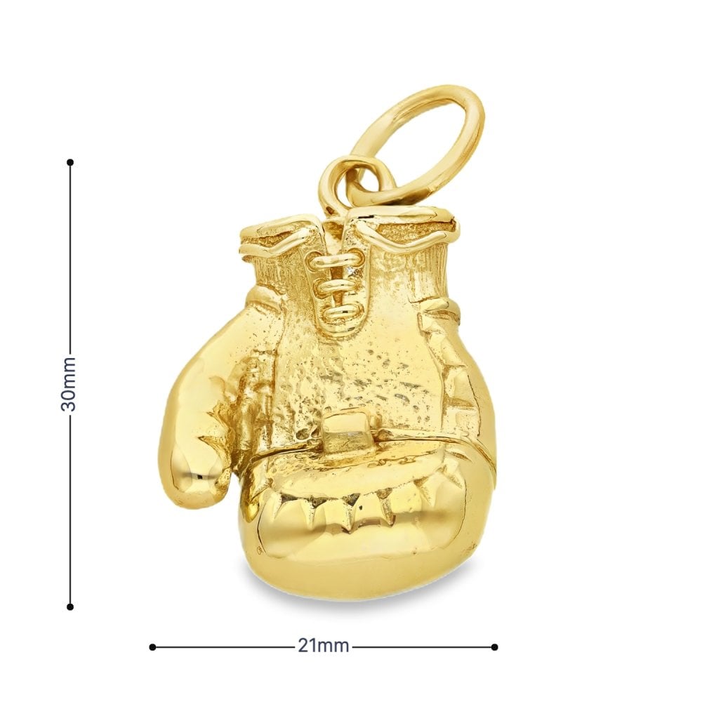 9ct Yellow Gold Hollow Boxing Glove Pendant - 21x30x14mm - 13.2g