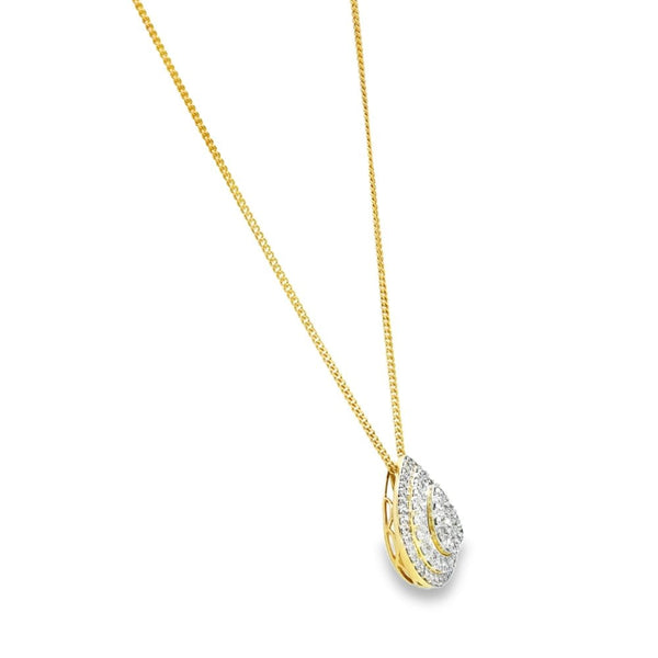 9ct White Gold Diamond Cluster Pendant & Necklace - 18" - 1.18ct