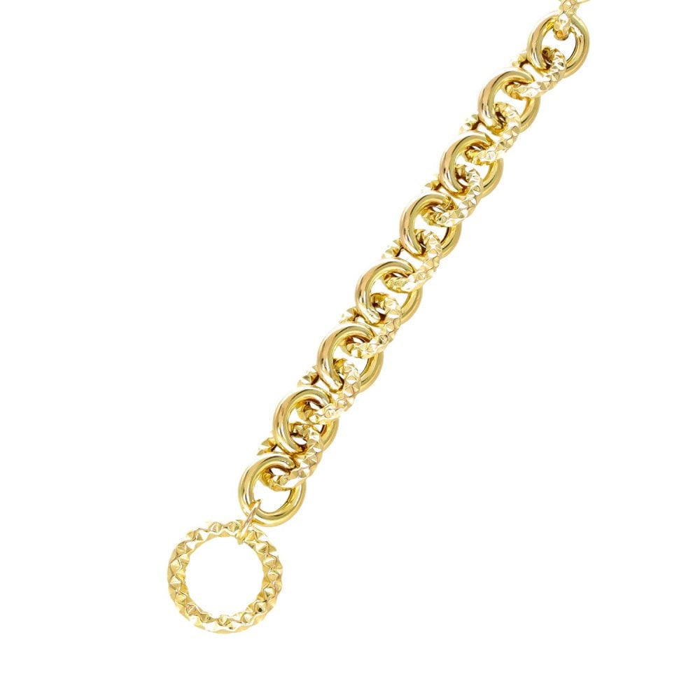 9ct Yellow Gold Alternating-Link Bracelet & T-Bar - 7.5" - 11.1g