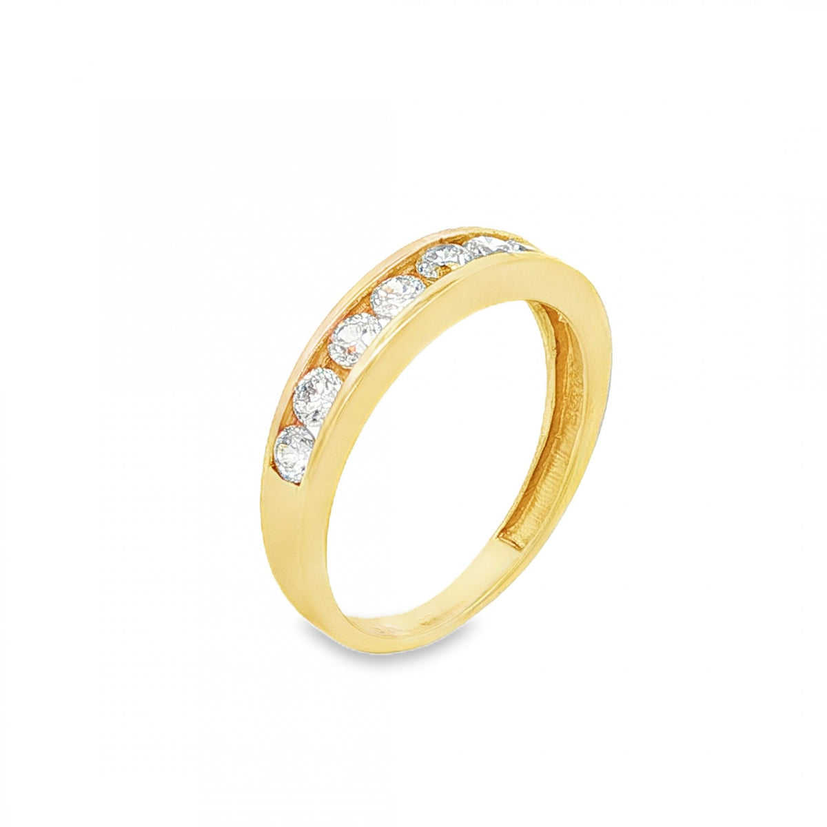9ct Yellow Gold Cubic Zirconia Half-Eternity Ring - Size L - 4mm