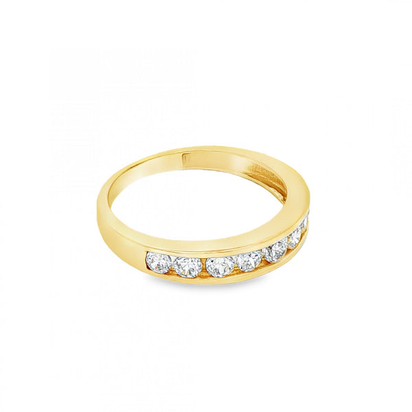 9ct Yellow Gold Cubic Zirconia Half-Eternity Ring - Size L - 4mm