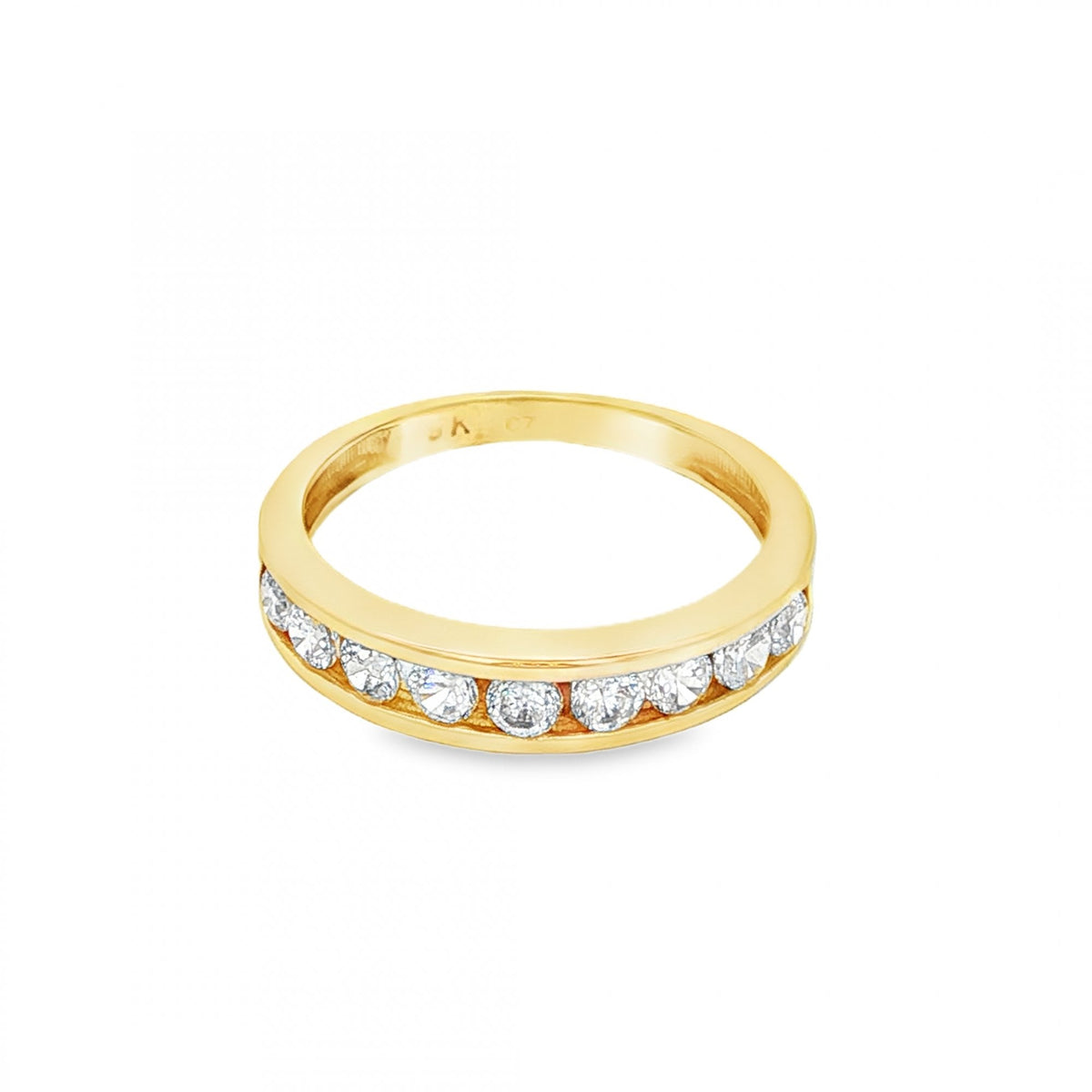 9ct Yellow Gold Cubic Zirconia Half-Eternity Ring - Size L - 4mm