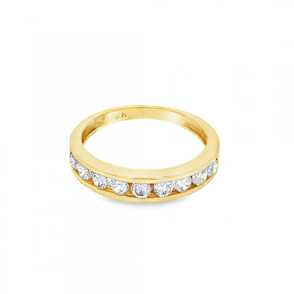 9ct Yellow Gold Cubic Zirconia Half-Eternity Ring - Size L - 4mm