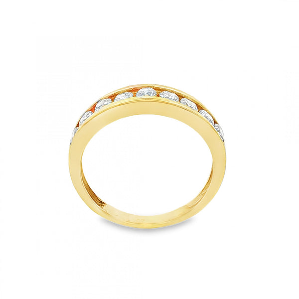 9ct Yellow Gold Cubic Zirconia Half-Eternity Ring - Size L - 4mm