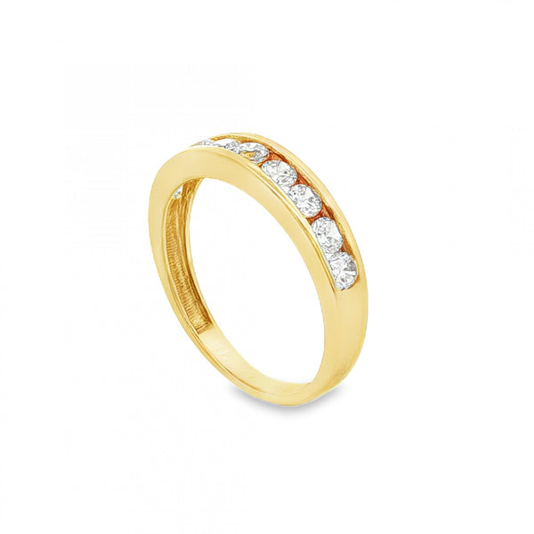 9ct Yellow Gold Cubic Zirconia Half-Eternity Ring - Size L - 4mm