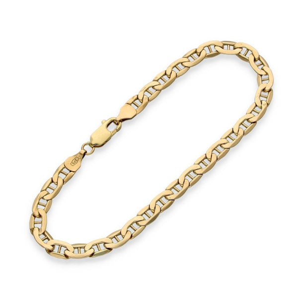 9ct Yellow Gold Anchor Curb Link Bracelet - 7.5" - 3.2g