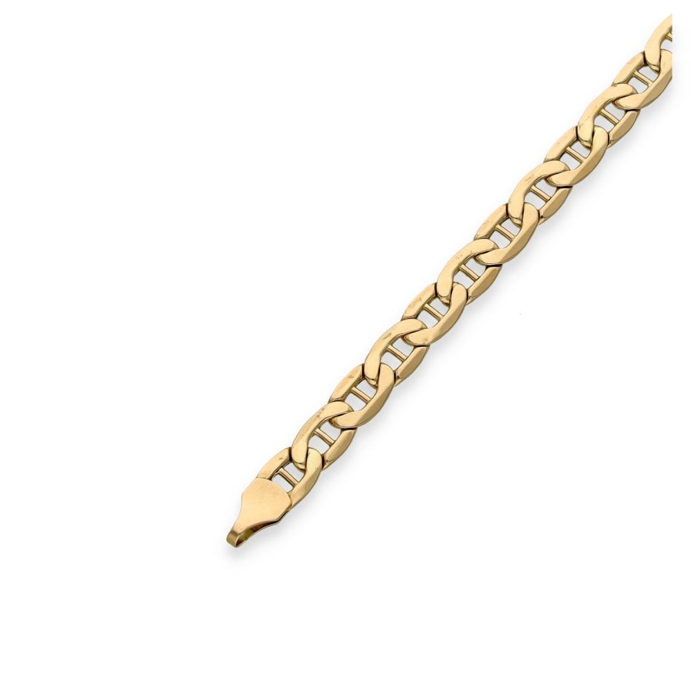 9ct Yellow Gold Anchor Curb Link Bracelet - 7.5" - 3.2g