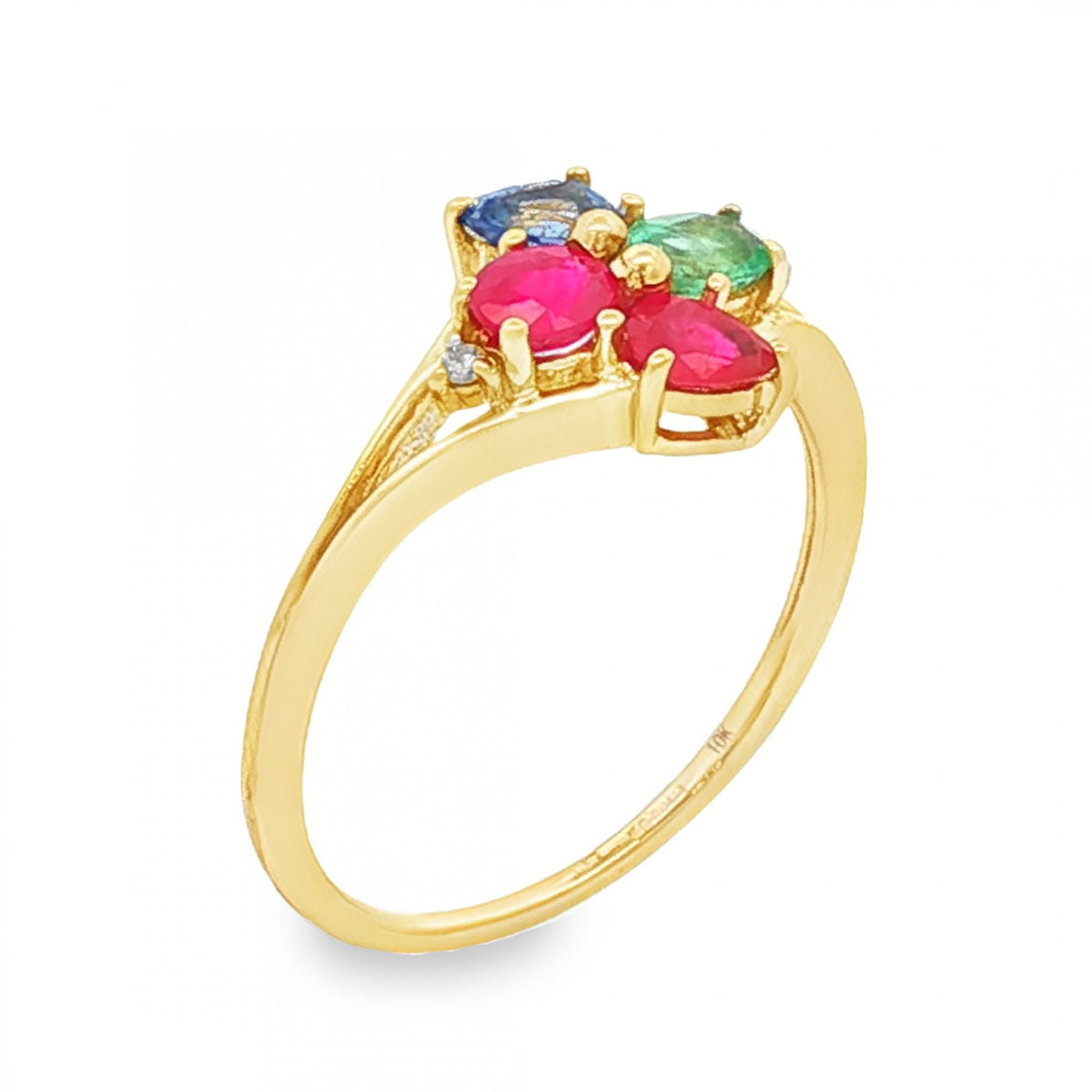 9ct Yellow Gold Multi-Birthstone Cluster Ring - Size R - 2.3g