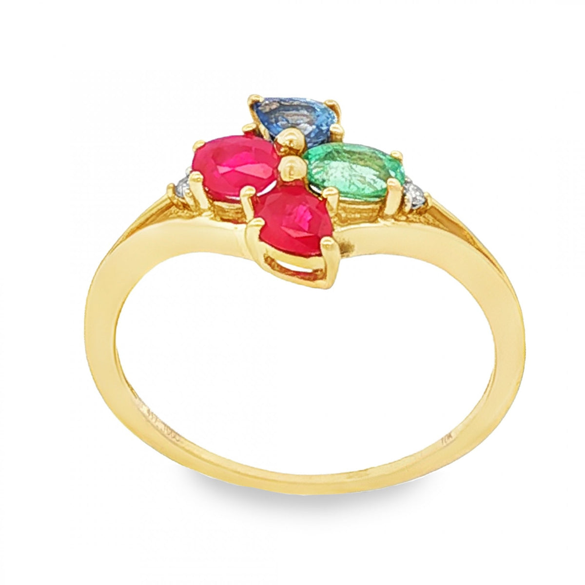9ct Yellow Gold Multi-Birthstone Cluster Ring - Size R - 2.3g