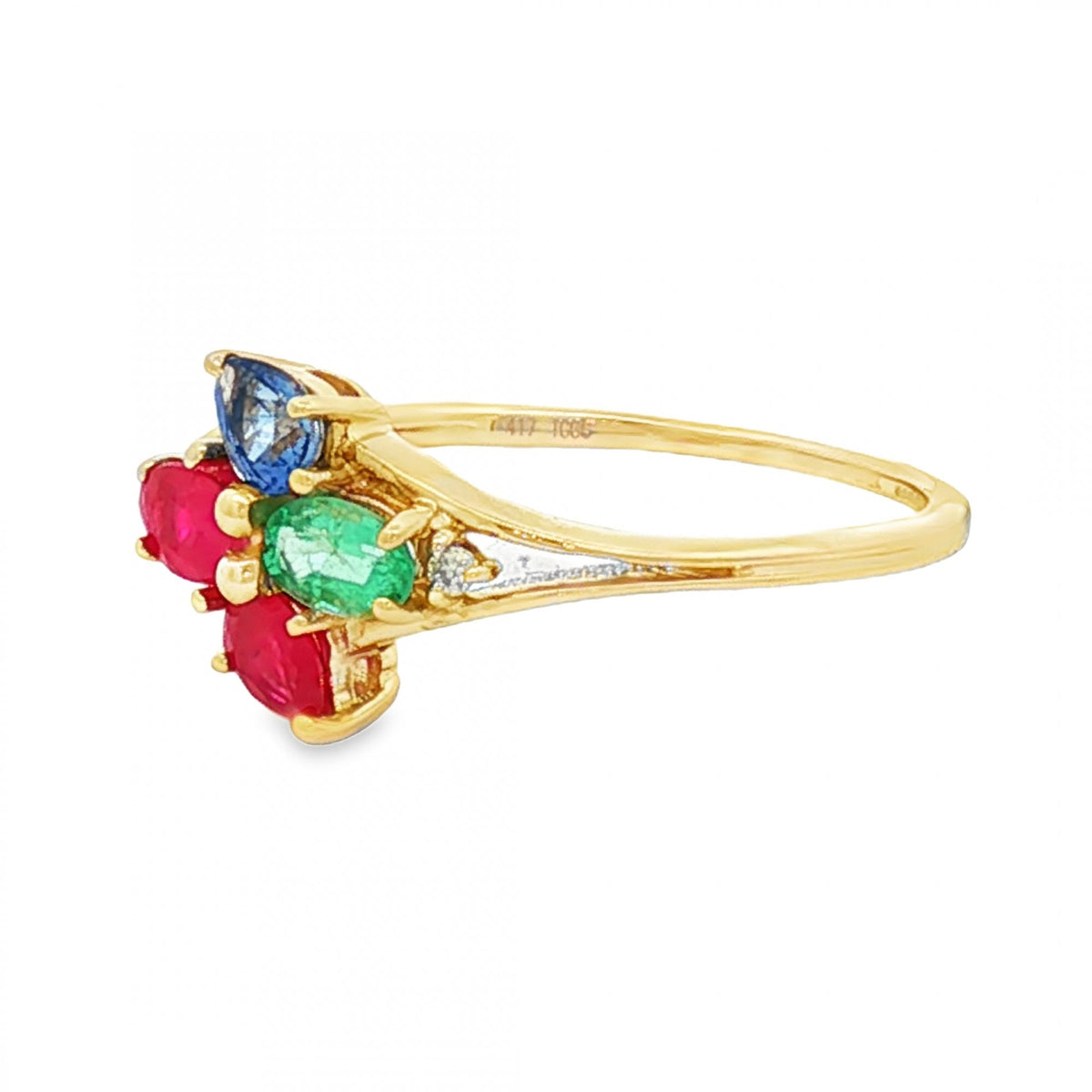 9ct Yellow Gold Multi-Birthstone Cluster Ring - Size R - 2.3g