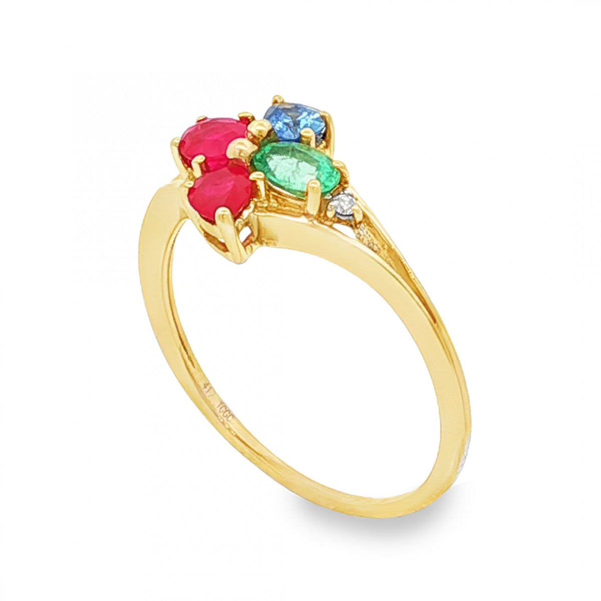 9ct Yellow Gold Multi-Birthstone Cluster Ring - Size R - 2.3g