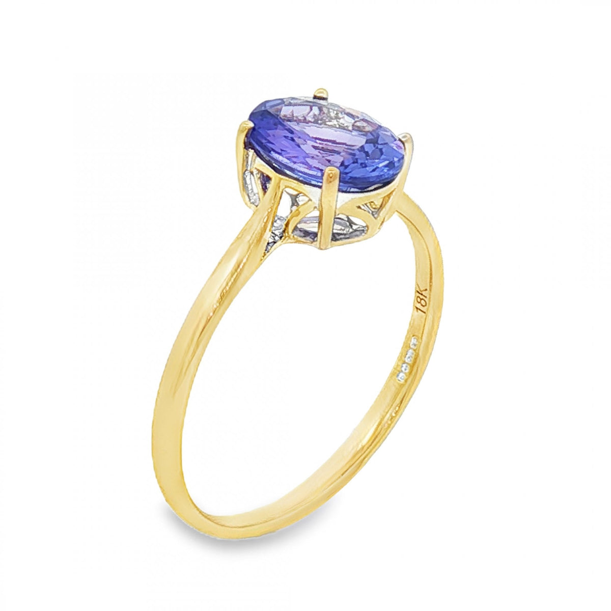 18ct White Gold Oval Tanzanite Solitaire Ring - Size S - 2.8g