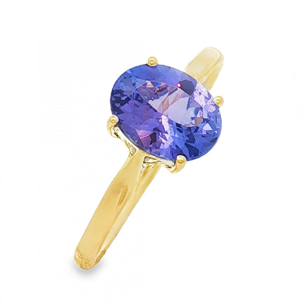 18ct White Gold Oval Tanzanite Solitaire Ring - Size S - 2.8g