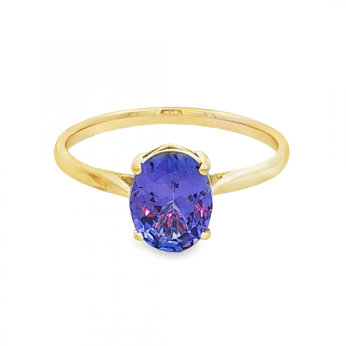 18ct White Gold Oval Tanzanite Solitaire Ring - Size S - 2.8g