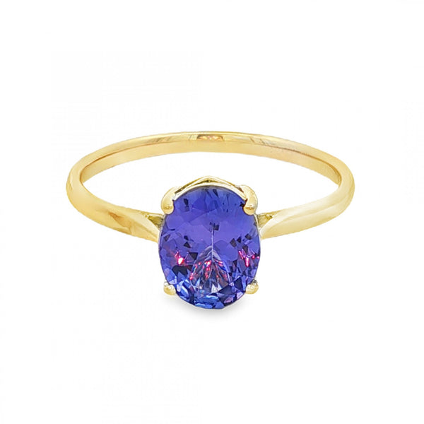 18ct White Gold Oval Tanzanite Solitaire Ring - Size S - 2.8g