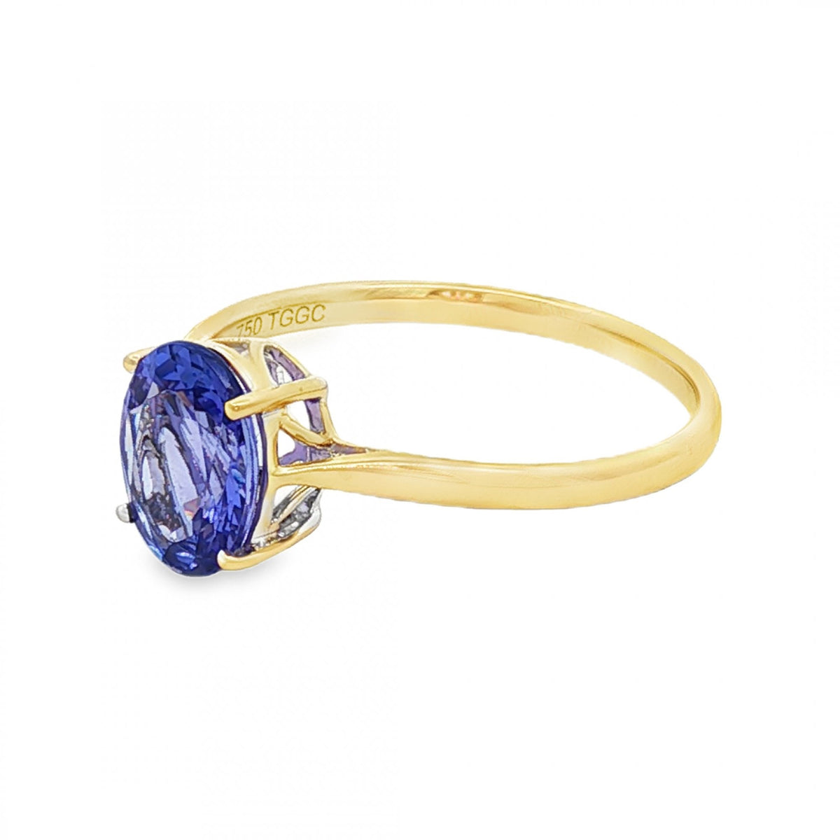 18ct White Gold Oval Tanzanite Solitaire Ring - Size S - 2.8g