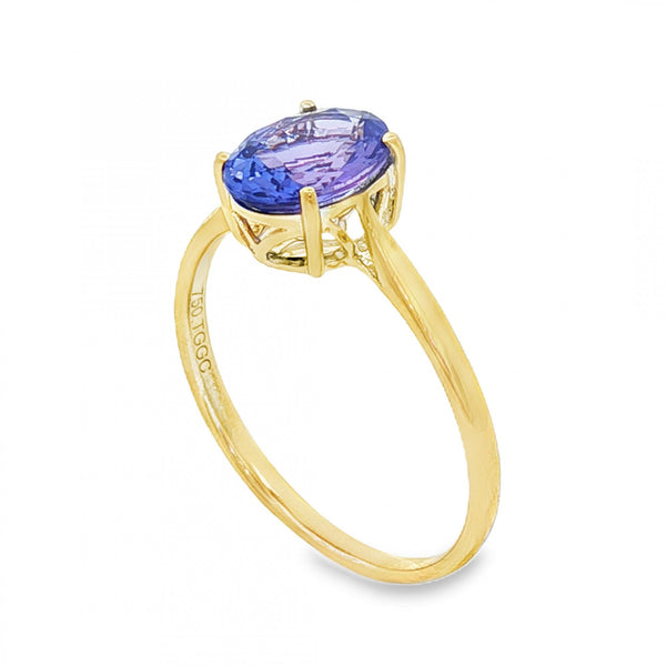18ct White Gold Oval Tanzanite Solitaire Ring - Size S - 2.8g
