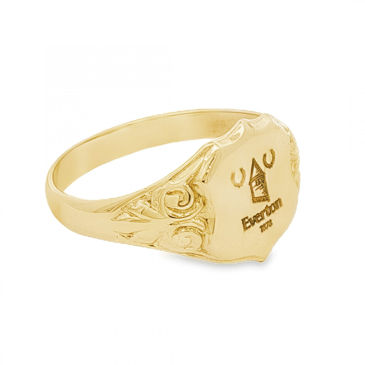 9ct Yellow Gold Everton-Engraved Signet Ring - Size U½ - 13mm