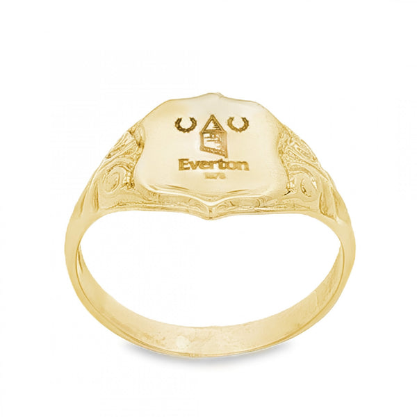 9ct Yellow Gold Everton-Engraved Signet Ring - Size U½ - 13mm