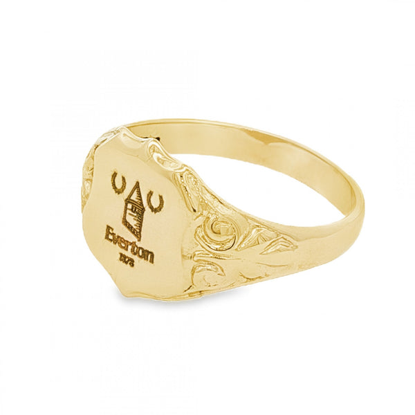 9ct Yellow Gold Everton-Engraved Signet Ring - Size U½ - 13mm