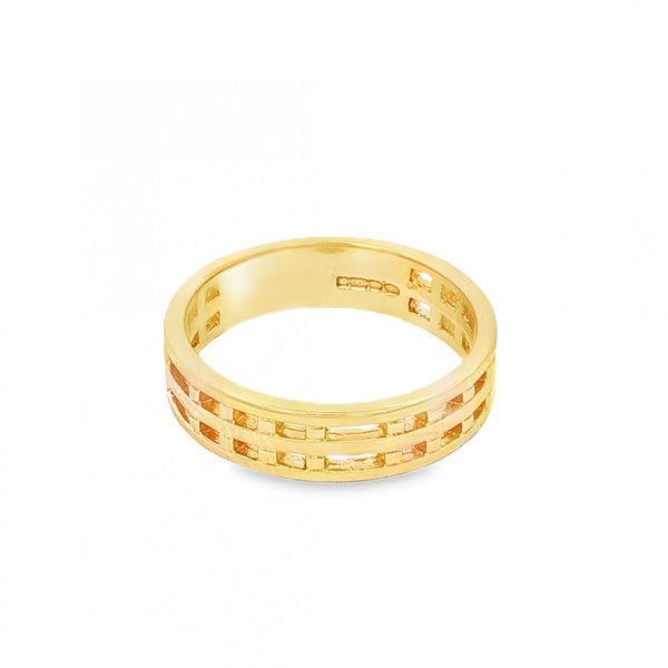 9ct Yellow Gold Open Grid Band - Size M½ - 5mm