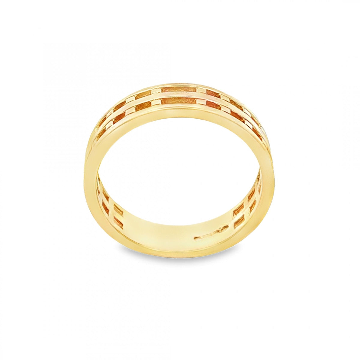 9ct Yellow Gold Open Grid Band - Size M½ - 5mm