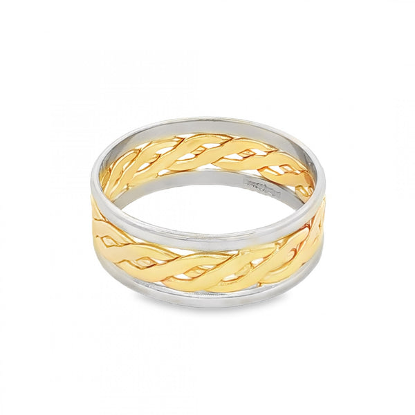 9ct Yellow & White Gold Celtic Band - Size T - 8mm