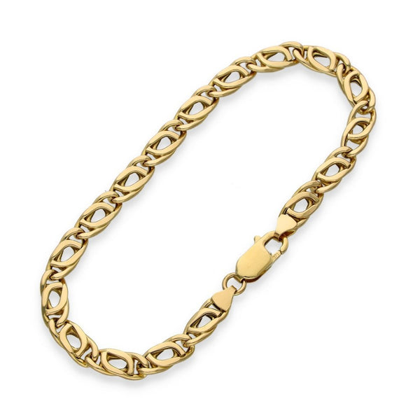 9ct Yellow Gold Hollow Double Fancy Bracelet - 7.5" - 4.6g
