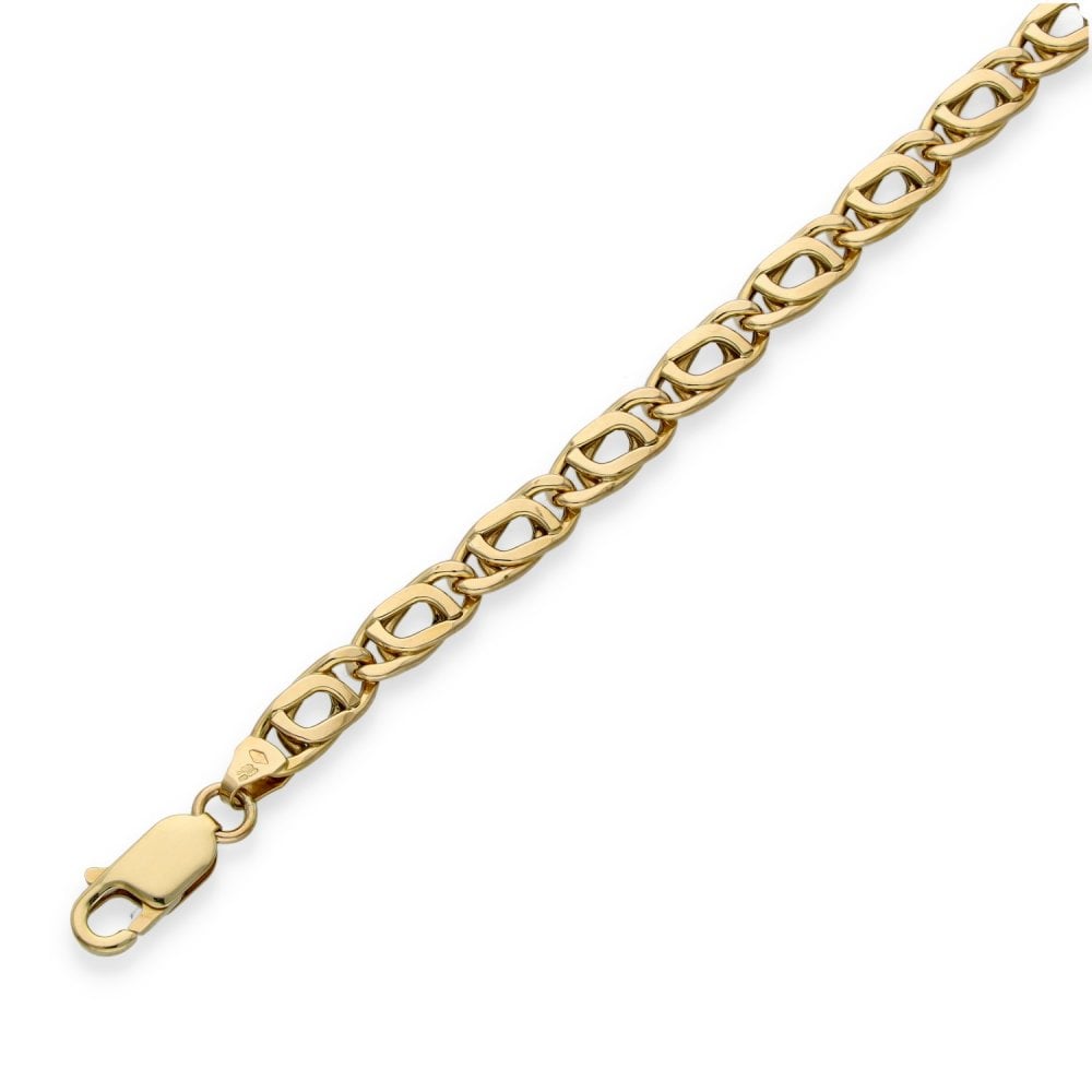 9ct Yellow Gold Hollow Double Fancy Bracelet - 7.5" - 4.6g
