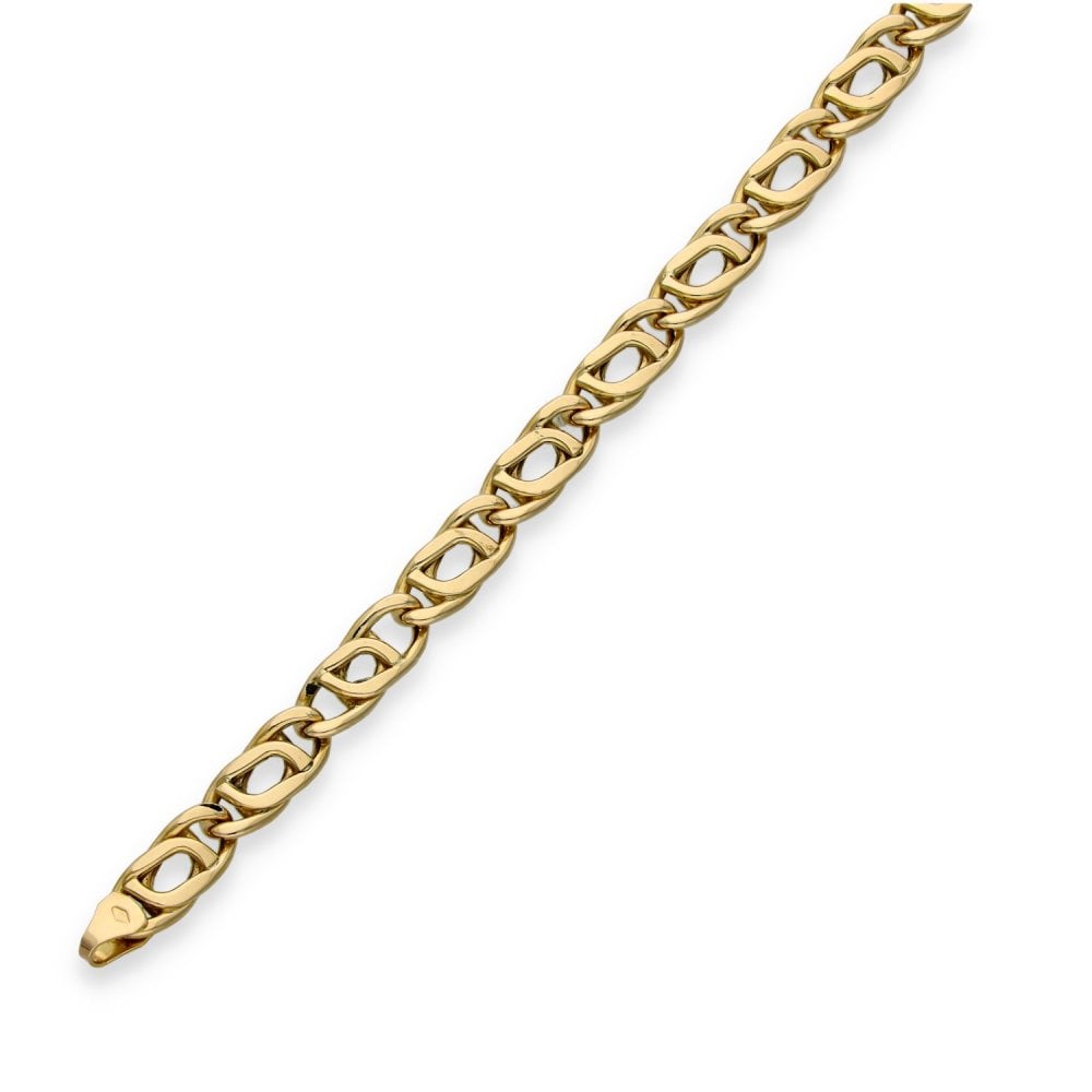 9ct Yellow Gold Hollow Double Fancy Bracelet - 7.5" - 4.6g