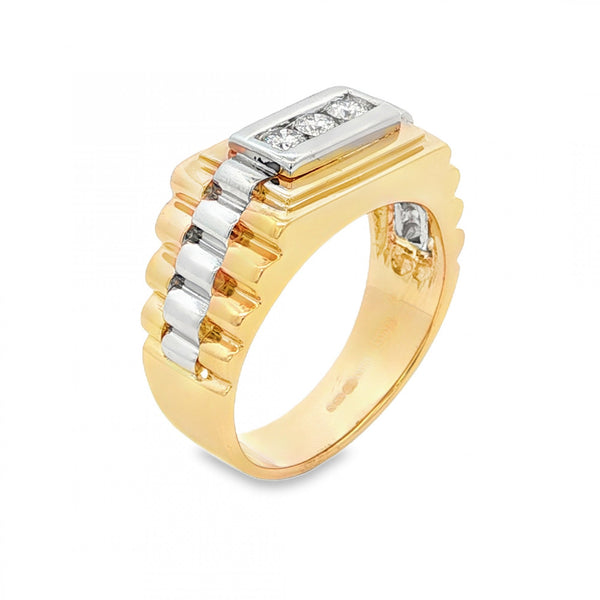9ct Yellow & White Gold 3 Stone Diamond Ring - Size S - 0.25ct